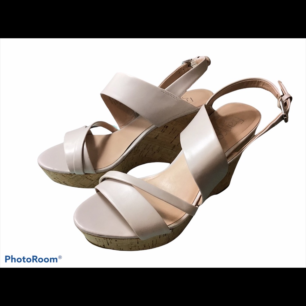 FRANCO SARTO Women's Seneca cork wedge heel sandal tan size 9M